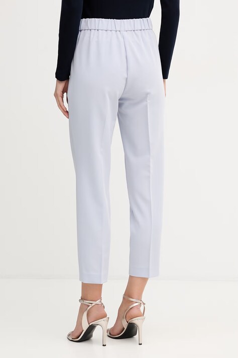 Sisley spodnie damskie kolor niebieski proste high waist