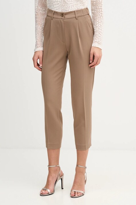 Hlače Sisley boja: crna, ravna, visoki struk