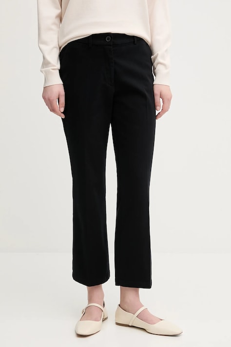 Sisley pantaloni femei, culoarea negru, drept, medium waist