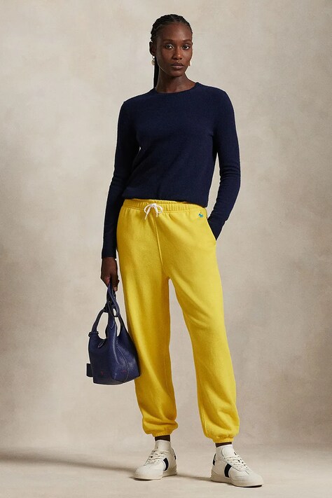 Polo Ralph Lauren pantaloni della tuta di cotone colore giallo 211935585