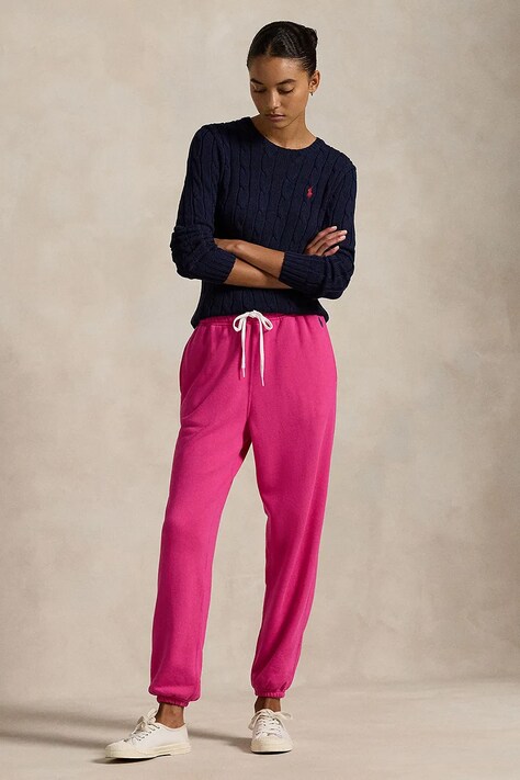 Polo Ralph Lauren pantaloni della tuta di cotone colore rosa 211935585