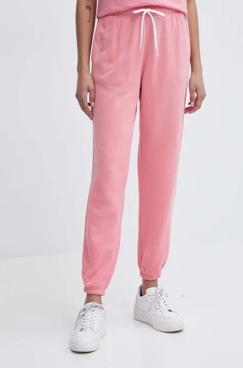 Хлопковые спортивные штаны Polo Ralph Lauren цвет розовый однотонные 211935585