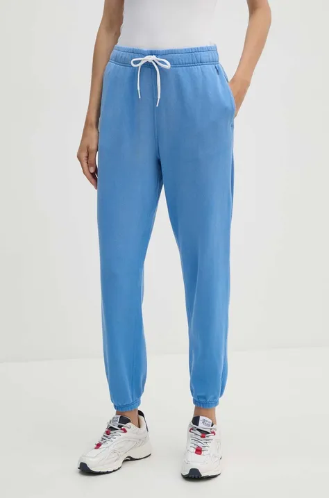 Polo Ralph Lauren spodnie dresowe bawełniane kolor niebieski gładkie 211935585