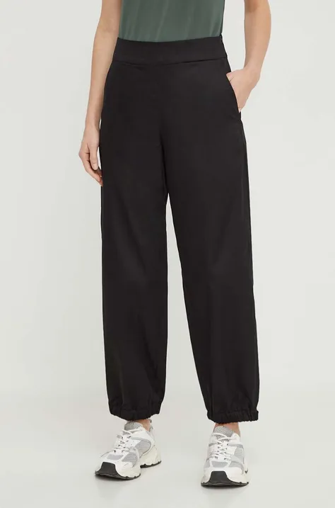 Pamučne hlače Max Mara Leisure boja: crna, široke, visoki struk, 2416131028600
