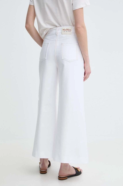 Max Mara Leisure spodnie damskie kolor biały szerokie high waist