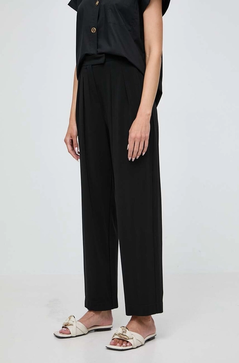 Max Mara Leisure pantaloni femei, culoarea negru, fason chinos, high waist 2416780000000