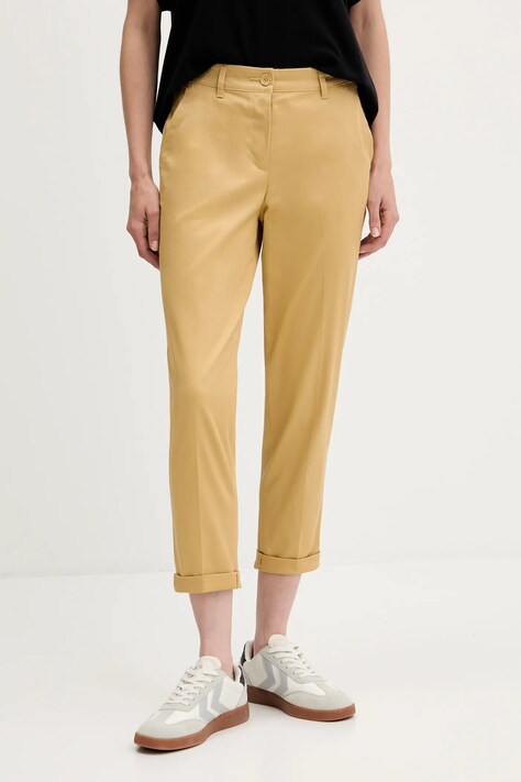 Sisley pantaloni culoarea negru, fason tigareta, high waist, 4ED4LF00R