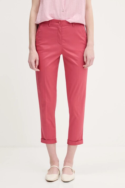 Sisley pantaloni culoarea negru, fason tigareta, high waist, 4ED4LF00R