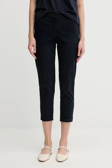 Sisley pantaloni culoarea portocaliu, fason tigareta, high waist