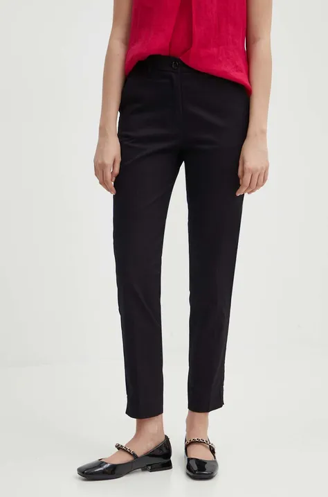 Nohavice Sisley dámske, čierna farba, rovné, stredne vysoký pás