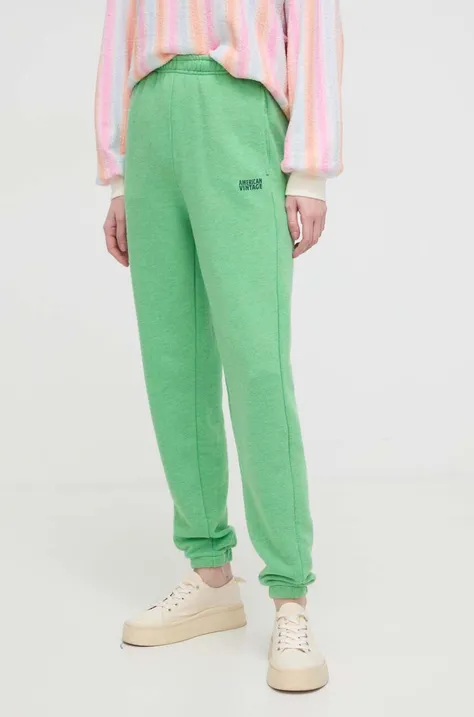 Спортен панталон American Vintage в зелено с меланжов десен