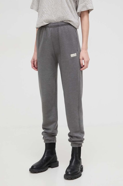 Donji dio trenirke American Vintage JOGGING boja: siva, melanž, DOV05AE24
