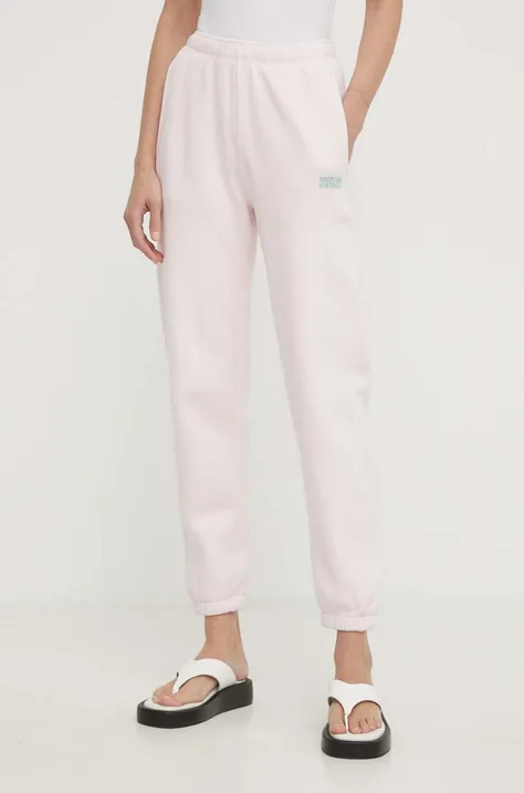 American Vintage spodnie dresowe  JOGGING kolor różowy gładkie IZU05BE24