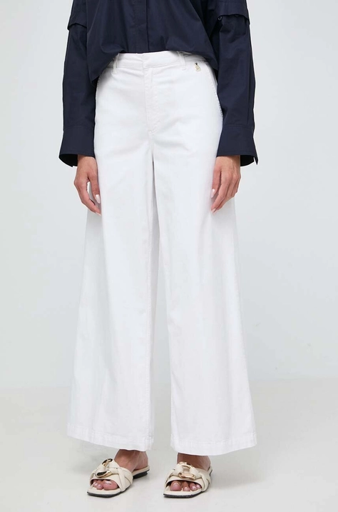 Patrizia Pepe pantaloni femei, culoarea alb, lat, high waist, 2P1577 D076