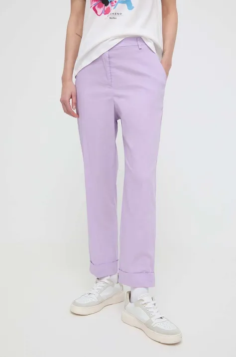 Nohavice Patrizia Pepe dámske, fialová farba, rovné, vysoký pás, 2P1610 A23