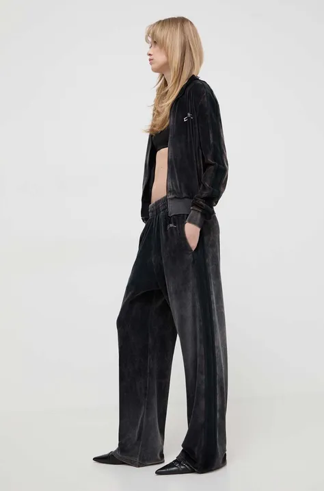 Diesel spodnie dresowe welurowe kolor czarny proste high waist