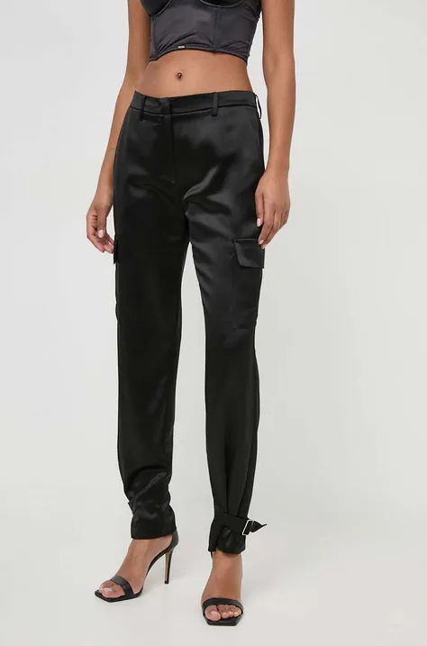 Kalhoty Guess MARZIA dámské, černá barva, jednoduché, high waist, W4GB50 WG7C0