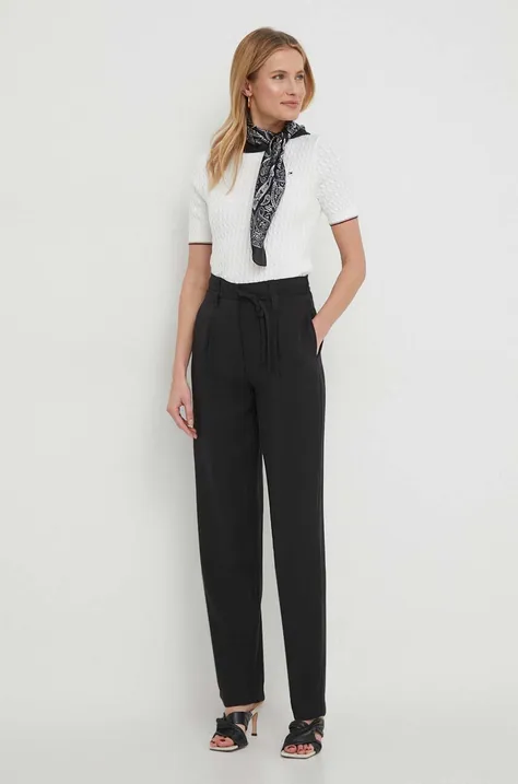 Hlače Calvin Klein Jeans za žene, boja: crna, široke, visoki struk