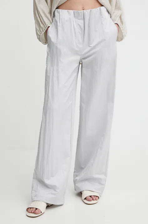 Calvin Klein Jeans pantaloni femei, culoarea gri, drept, high waist, J20J223122