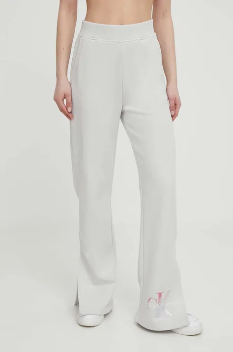 Calvin Klein Jeans pamut melegítőnadrág szürke, nyomott mintás