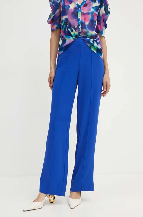 Morgan spodnie PBARY damskie kolor niebieski proste high waist PBARY