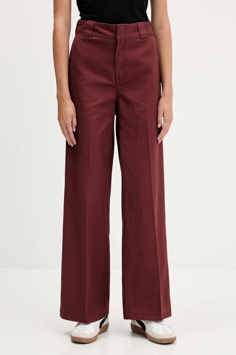Dickies pantaloni WIDE LEG WORK PANT W culoarea verde, lat, high waist, DK0A4YSE
