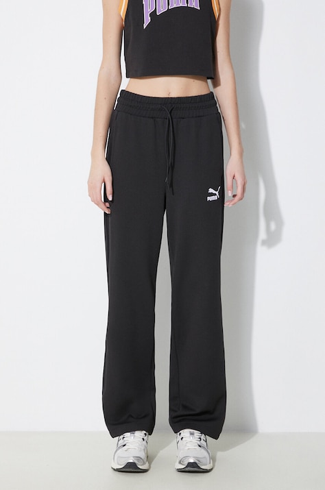 Спортивні штани Puma T7 High Waist Pant колір чорний однотонні 624212