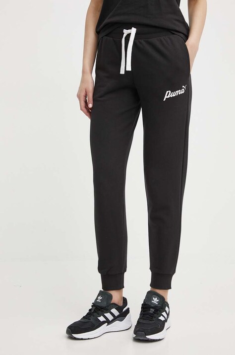 Puma pantaloni de trening culoarea negru, cu imprimeu, 679350