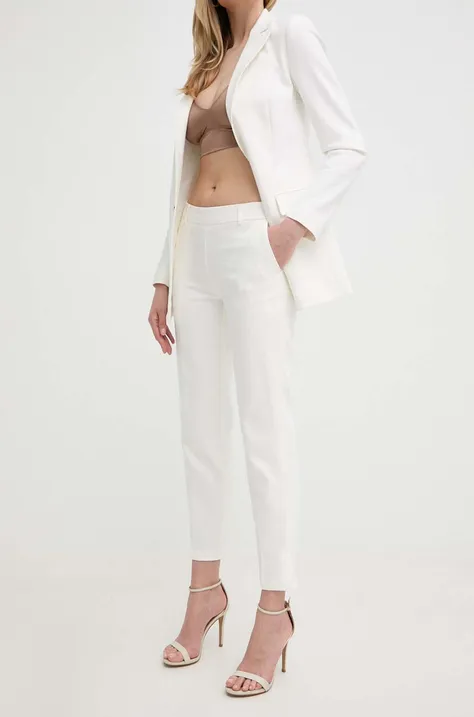 Kalhoty Morgan PATY.F dámské, bílá barva, jednoduché, medium waist, PATY.F