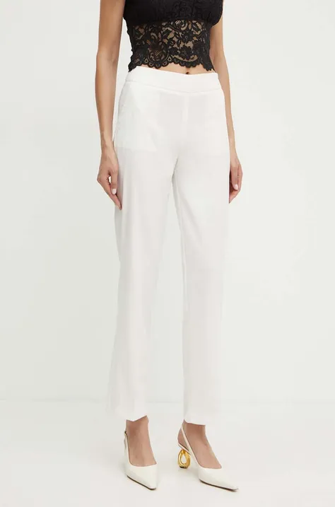 Kalhoty Morgan PKIKA.F dámské, bílá barva, jednoduché, high waist, PKIKA.F