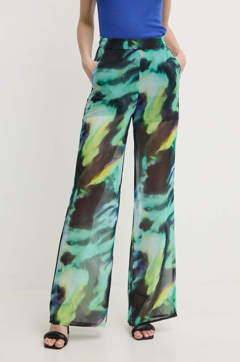 Morgan pantaloni PLIZO.F femei, culoarea negru, drept, high waist, PLIZO.F