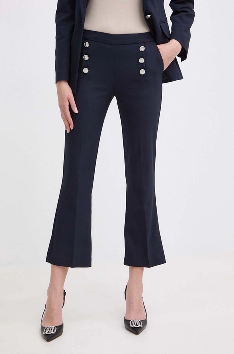 Morgan pantaloni PTACA.F femei, culoarea albastru marin, drept, high waist, PTACA.F