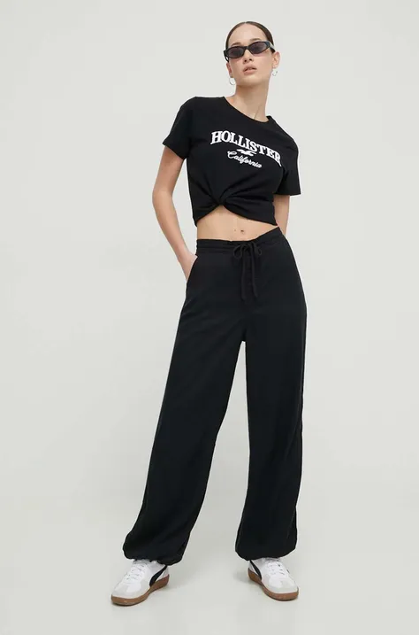 Kalhoty Hollister Co. dámské, černá barva, high waist