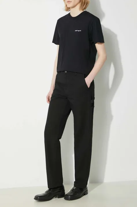 Bavlnené nohavice Carhartt WIP Pierce Pant čierna farba, rovné, vysoký pás, I033140.8902