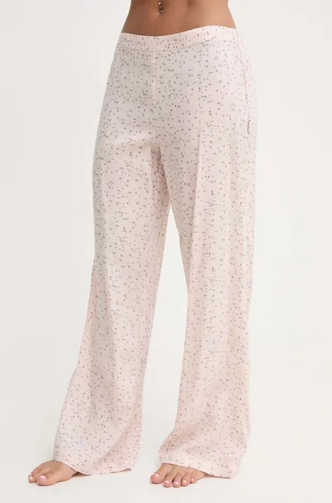 Pyžamové kalhoty Calvin Klein Underwear dámské, béžová barva