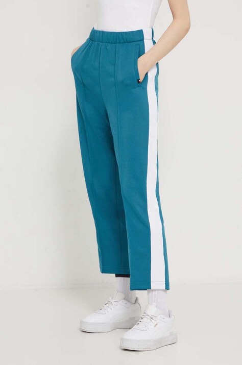 Tommy Jeans pantaloni de trening culoarea verde, cu model DW0DW17964