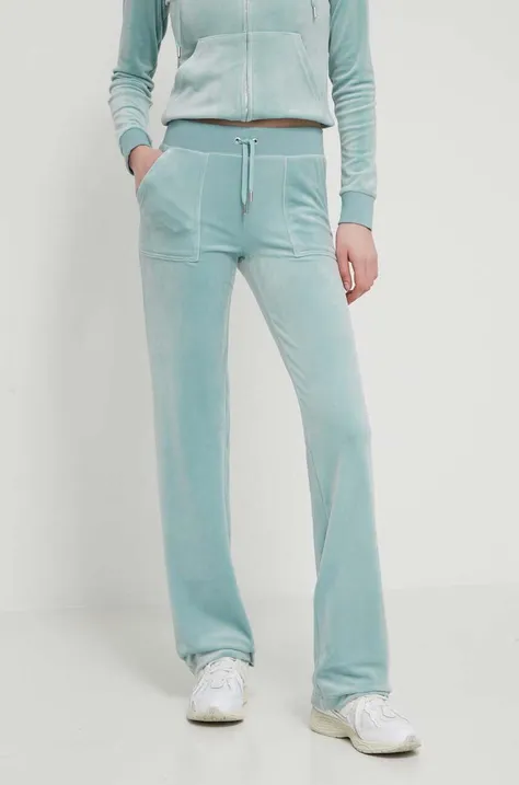 Velurové teplákové kalhoty Juicy Couture zelená barva, s aplikací