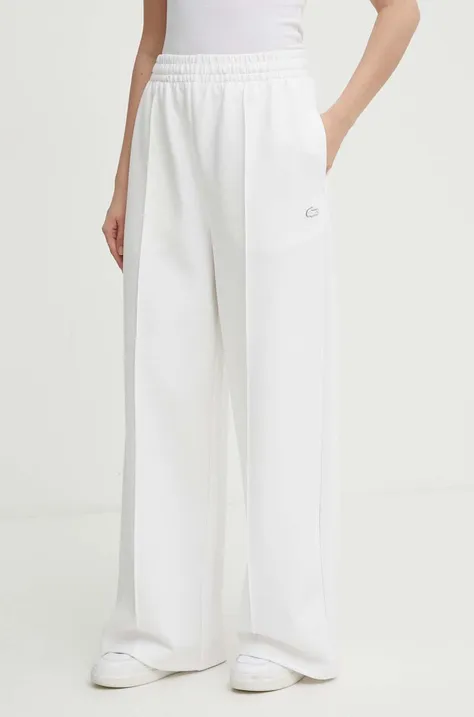 Спортен панталон Lacoste в бяло с изчистен дизайн