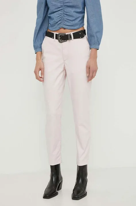 Levi's spodnie damskie kolor różowy dopasowane high waist