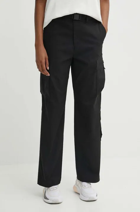 Kalhoty The North Face dámské, černá barva, jednoduché, high waist, NF0A87ADJK31