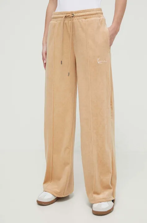 Спортивні велюрові штани Karl Kani колір бежевий однотонні