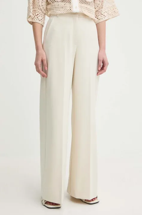 MAX&Co. spodnie damskie kolor beżowy szerokie high waist 2416131043200