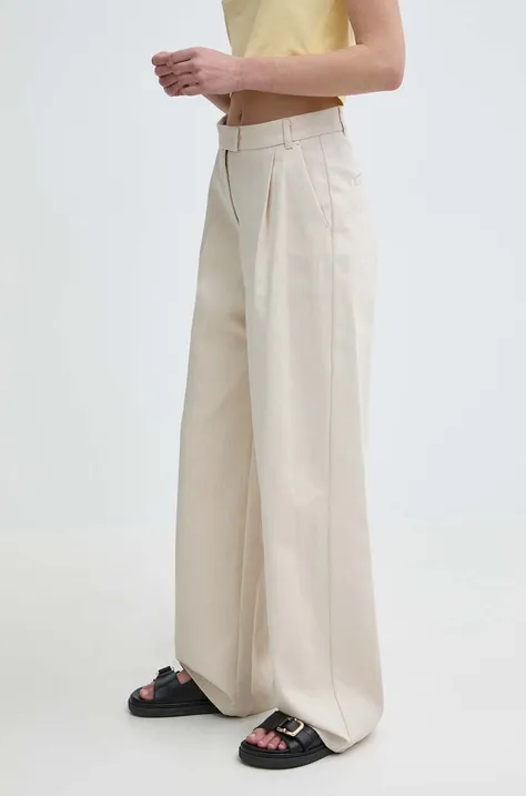 Nohavice MAX&Co. dámske, béžová farba, široké, vysoký pás, 2416131104200