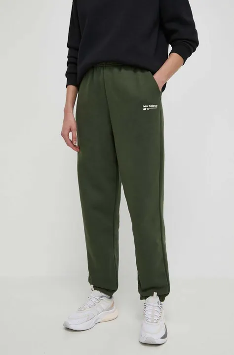 New Balance pantaloni de trening culoarea verde, neted, WP33513KOU