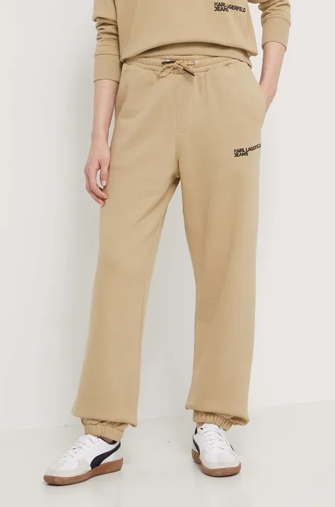Спортивні штани Karl Lagerfeld Jeans колір бежевий з аплікацією