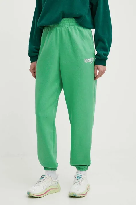 Спортивні штани Reebok колір зелений з принтом 100075981