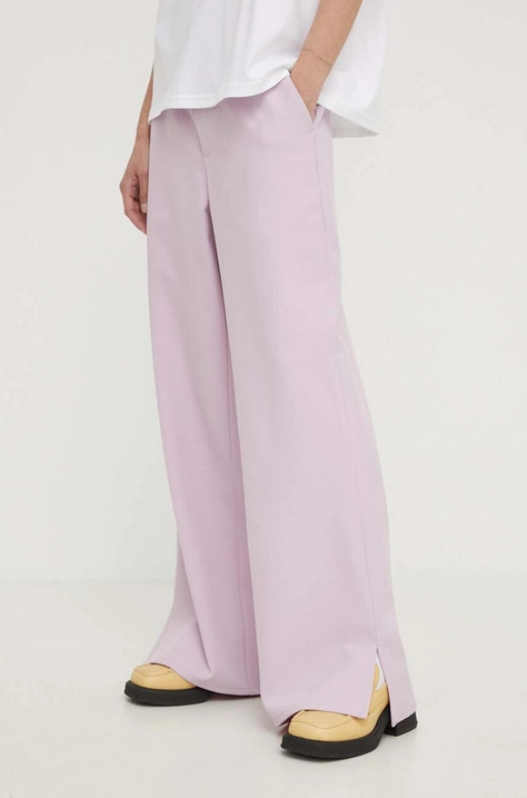 Won Hundred pantaloni femei, culoarea violet, lat, high waist 2834-14229