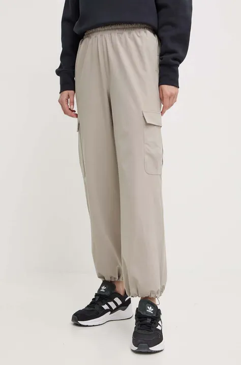 Kalhoty Under Armour dámské, béžová barva, kapsáče, high waist