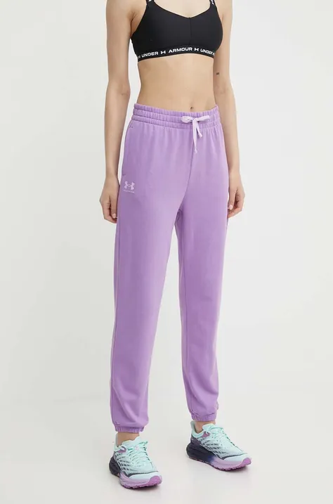 Tréninkové kalhoty Under Armour Rival fialová barva, hladké