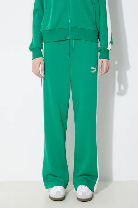 Puma spodnie dresowe ICONIC T7 kolor zielony wzorzyste 625411